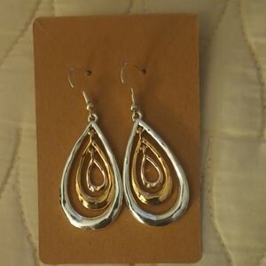 Elegant Gold and Silver Teardrop Earrings